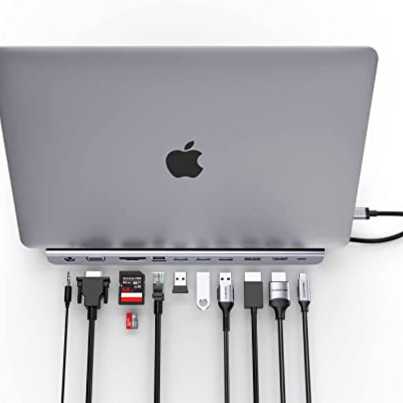 Lention C95 Docking Station Grey USB-A Cardreader Ethernet HDMI Displayport Audi - Picture 1 of 10